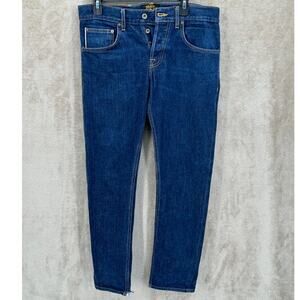Brave Star Jeans Mens‎ 32x28 Dark Wash Denim Button Fly Selvedge Slim Straight